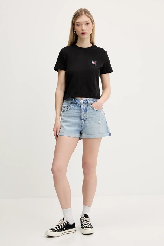 Tommy Jeans t-shirt bawełniany DW0DW21423 czarny AW25