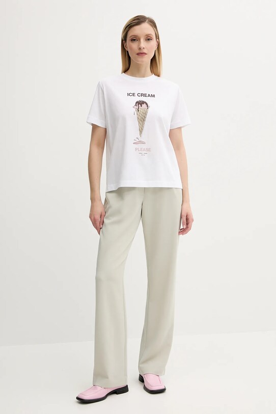 Bavlnené tričko Samsoe Samsoe SACAMINO F25200025 biela AW25