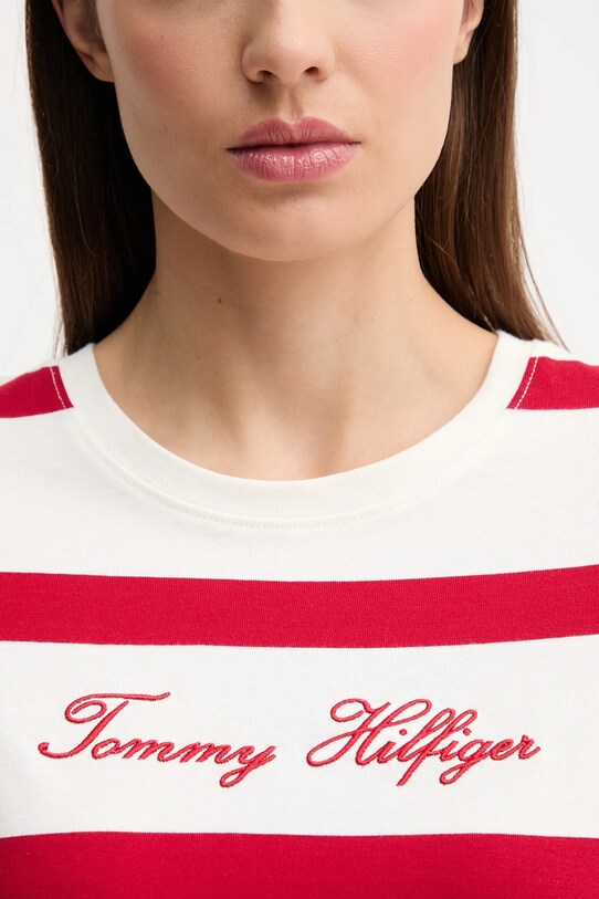 Памучна тениска Tommy Hilfiger бежов WW0WW45746