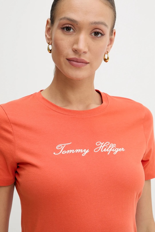Tommy Hilfiger tricou din bumbac portocaliu WW0WW45746