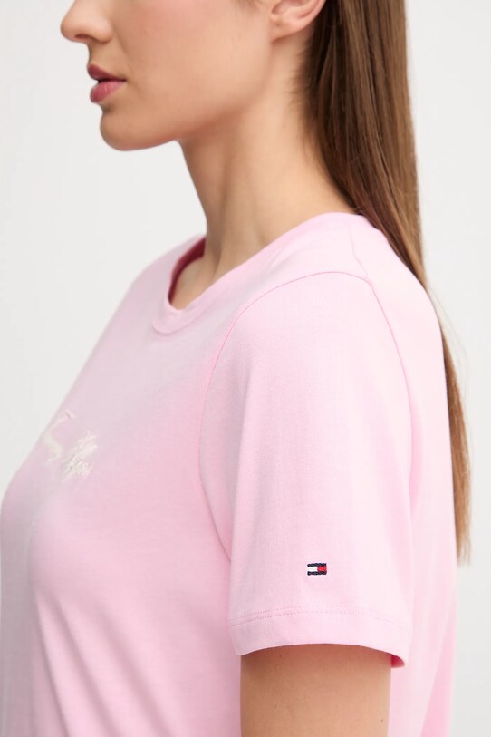 Bavlnené tričko Tommy Hilfiger ružová WW0WW45746
