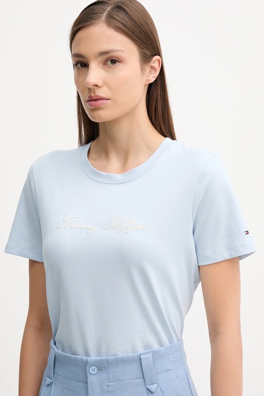 Oblečenie Bavlnené tričko Tommy Hilfiger WW0WW45746 modrá