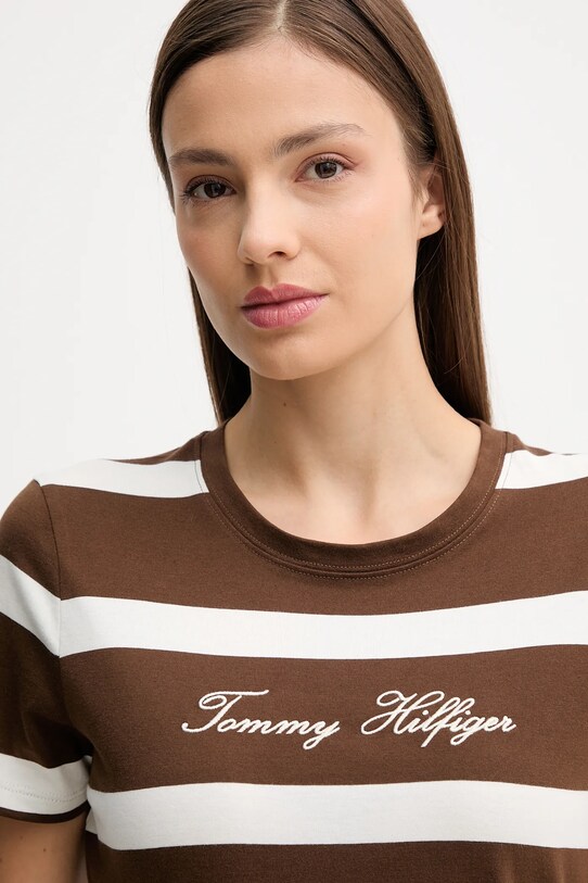 Oblečenie Bavlnené tričko Tommy Hilfiger WW0WW45746 hnedá