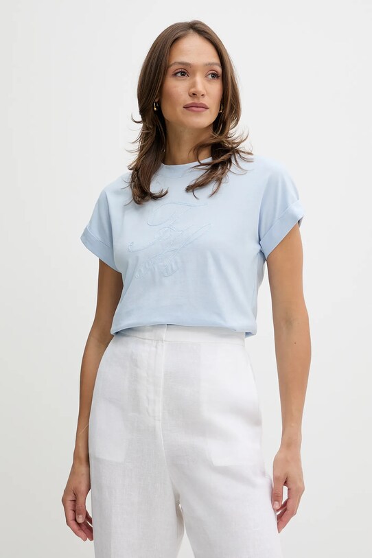 Βαμβακερό μπλουζάκι Tommy Hilfiger βαμβάκι μπλε WW0WW47157