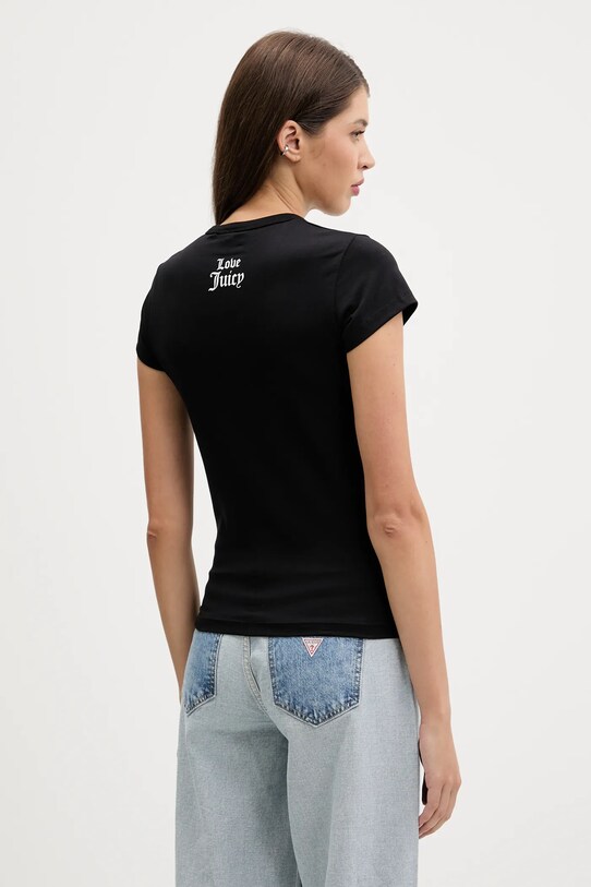 Odzież Juicy Couture t-shirt PEACE LOVE AND JUICY HILTON T-SHIRT JCNCT225458 czarny