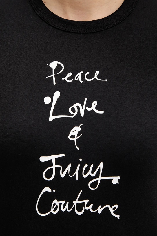 Juicy Couture t-shirt PEACE LOVE AND JUICY HILTON T-SHIRT JCNCT225458 czarny