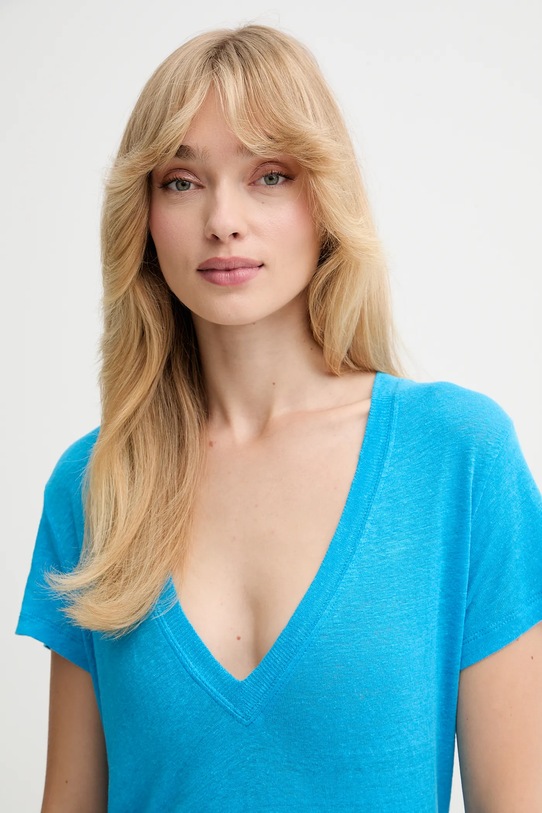 Ľanové tričko IRO tyrkysová WP19RODEO