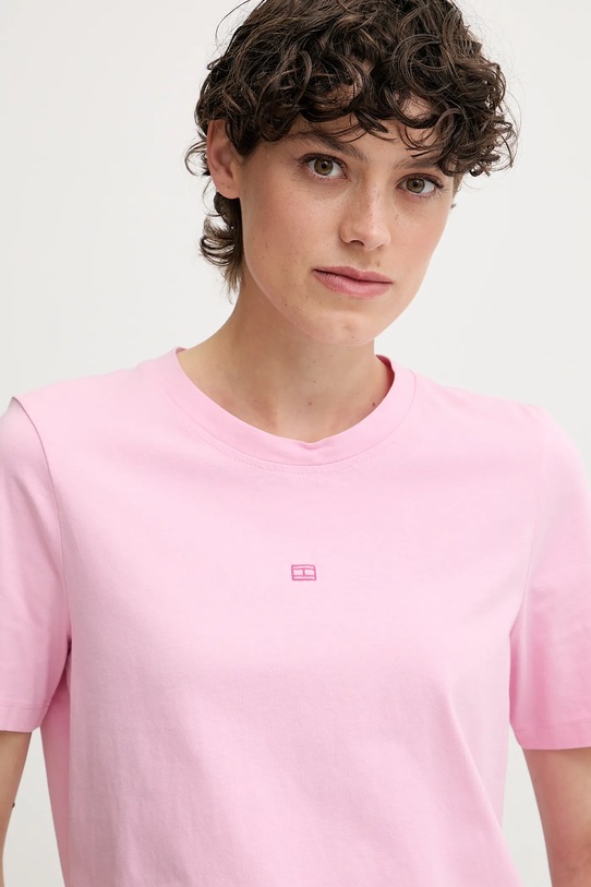 Ruházat Tommy Hilfiger pamut póló WW0WW45626 rózsaszín