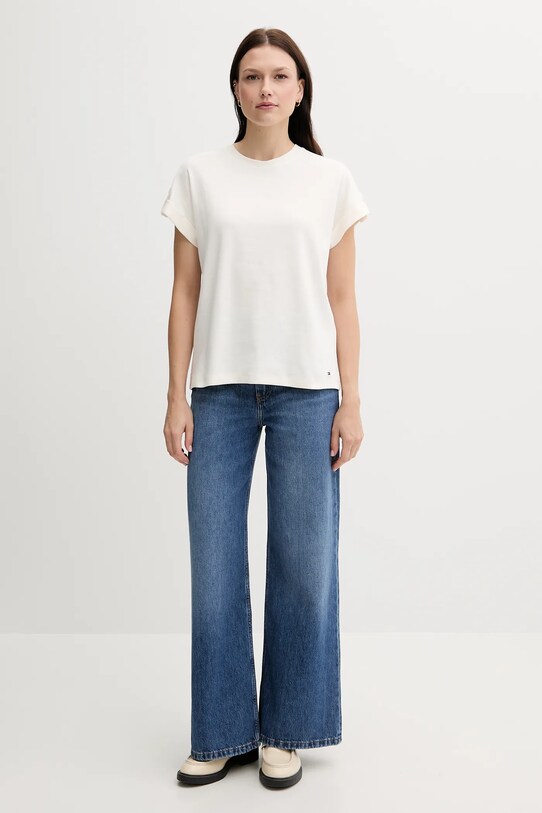 Tommy Hilfiger t-shirt bawełniany WW0WW45628 beżowy AW25
