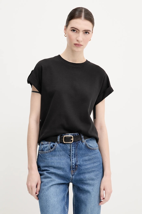 Bavlnené tričko Tommy Hilfiger pásiky čierna WW0WW45628