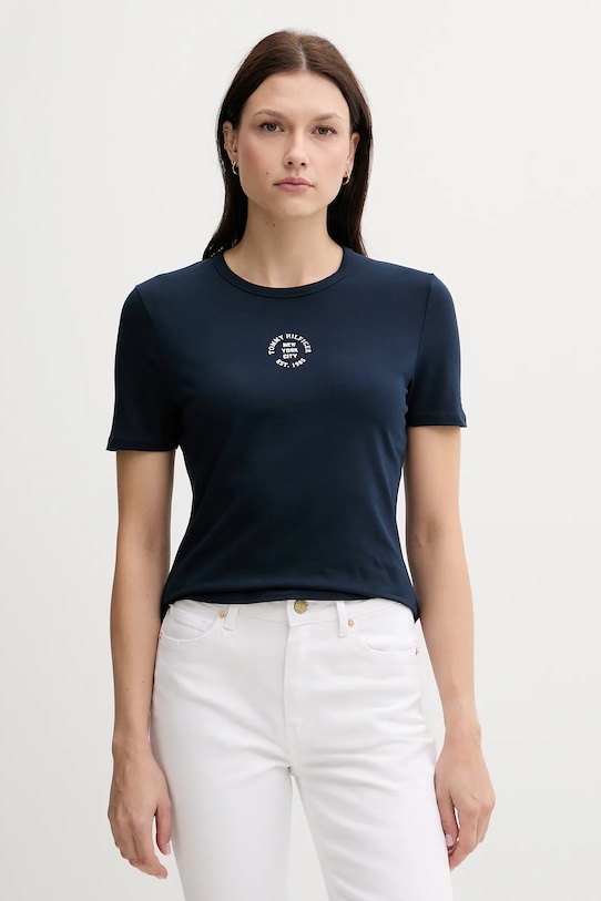 Tommy Hilfiger t-shirt elasztánnal sötétkék WW0WW45809