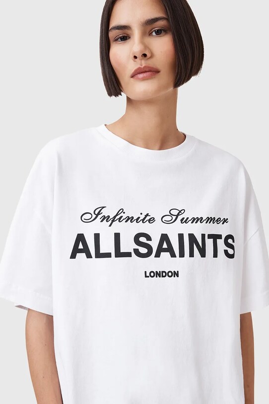 AllSaints pamut póló AVRI W095JC fehér AW25