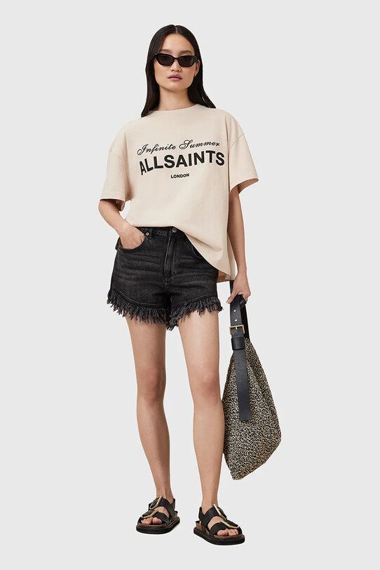 Бавовняна футболка AllSaints AVRI W095JC бежевий
