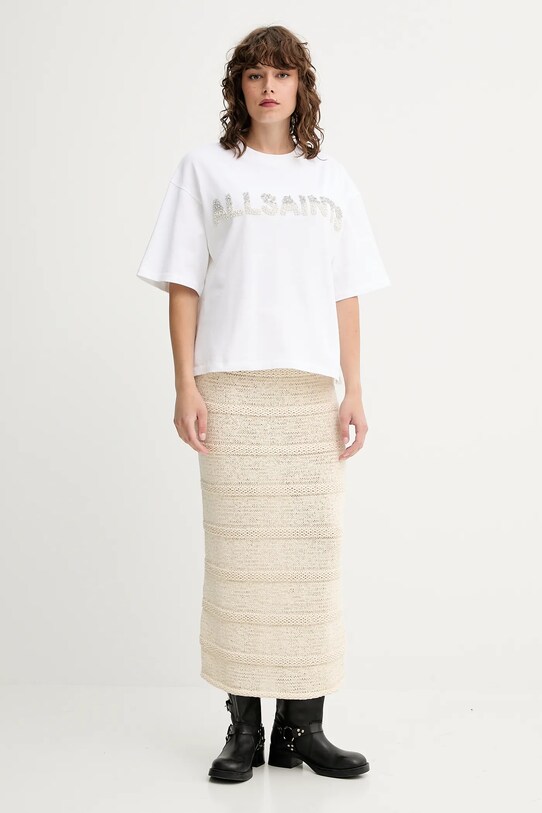 AllSaints tricou din bumbac AMELIE W123JC alb AW25