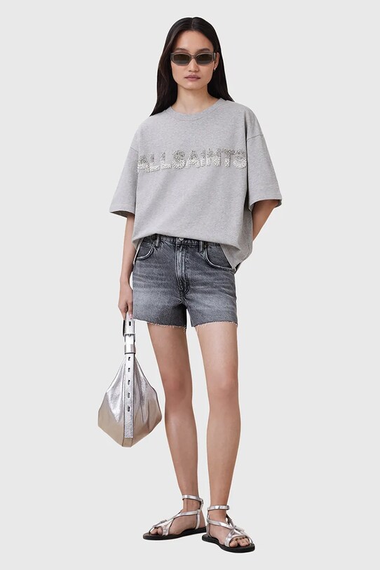 Памучна тениска AllSaints AMELIE W123JC сив