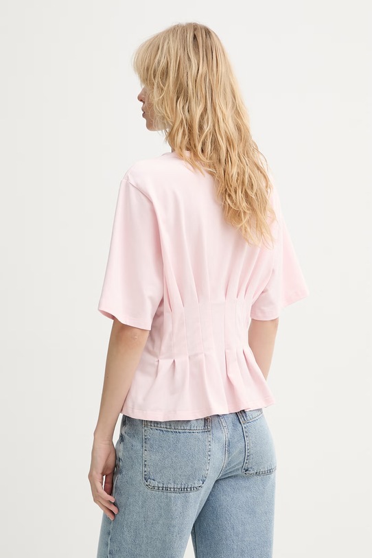 Odzież Gestuz T-shirt damski bawełniany z elastanem 10910147 różowy