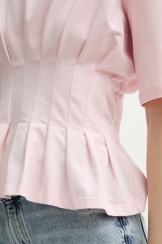 Gestuz T-shirt damski bawełniany z elastanem 10910147 różowy