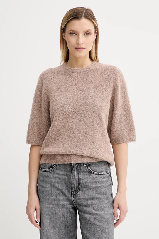 Μάλλινο πουλόβερ Gestuz μελανζέ μπεζ 10909996