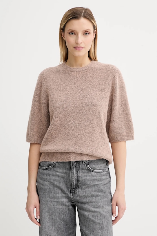 Μάλλινο πουλόβερ Gestuz μελανζέ μπεζ 10909996