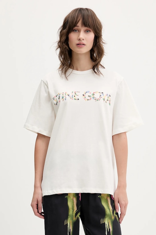 Stine Goya tricou din bumbac print bej SG.AW25.T009.2243