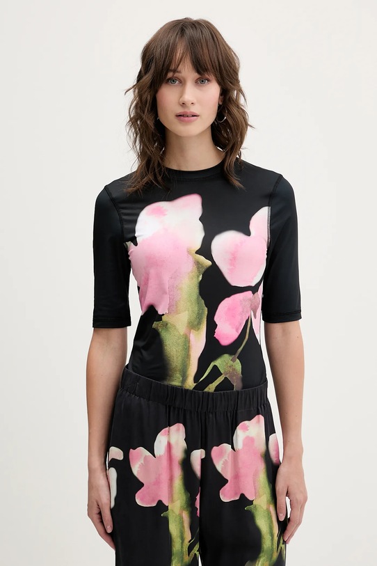 Stine Goya t-shirt wzorzyste czarny SG.AW25.T071.2244