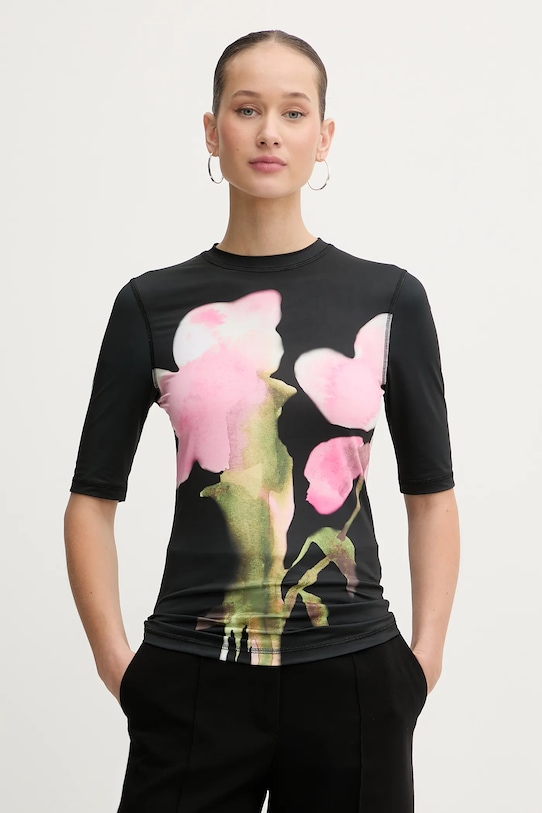 Stine Goya t-shirt wzorzyste czarny SG.AW25.T071.2244