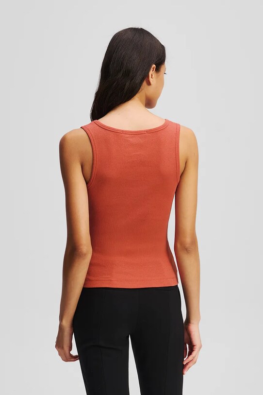 Karl Lagerfeld top bawełniany A3W17005 pomarańczowy AW25