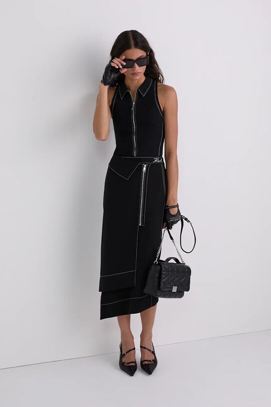 Karl Lagerfeld top bawełniany czarny A3W17013