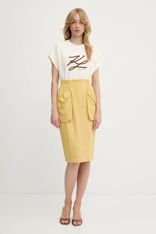 Karl Lagerfeld tricou din bumbac A3W17014 bej AW25