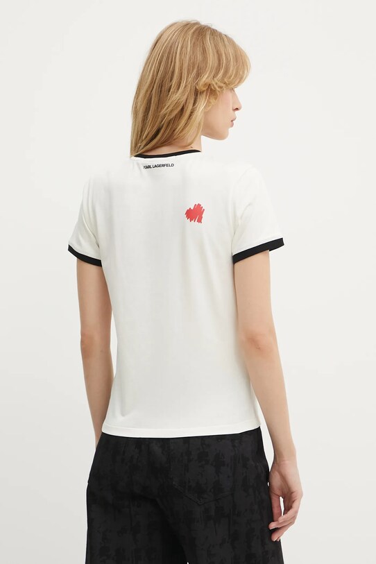 Odzież Karl Lagerfeld t-shirt bawełniany A3W17015 beżowy
