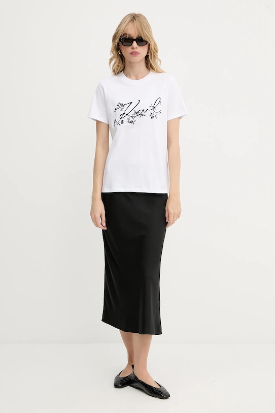 Хлопковая футболка Karl Lagerfeld A3W17018 белый AW25