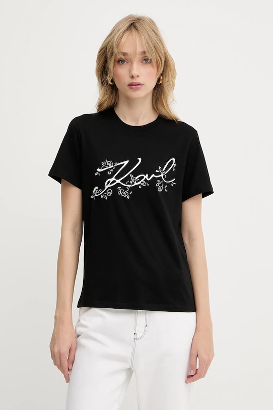 Karl Lagerfeld tricou din bumbac imprimeu negru A3W17018