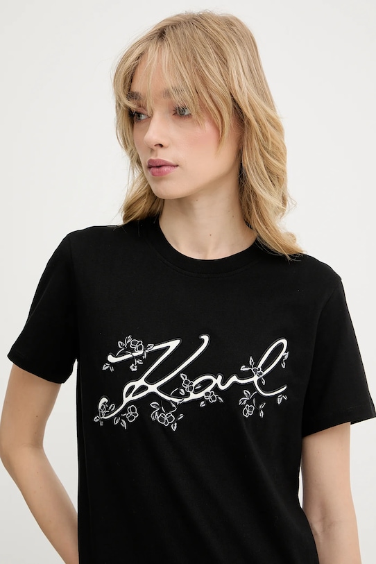 Karl Lagerfeld tricou din bumbac negru A3W17018