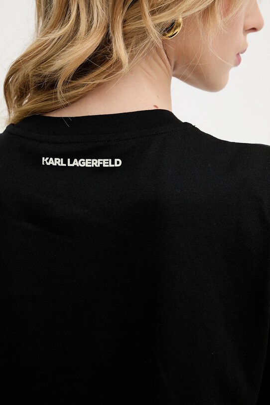 Karl Lagerfeld pamut póló A3W17018 fekete