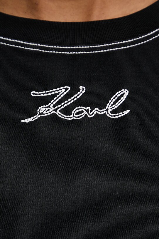 Karl Lagerfeld pamut póló A3W17019 fekete