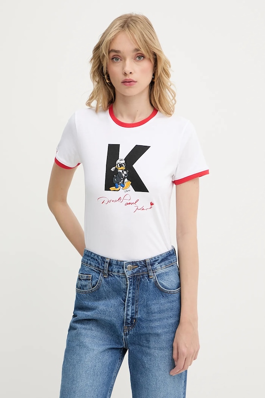 Karl Lagerfeld pamut póló KL X DISNEY pamut fehér A3W17089