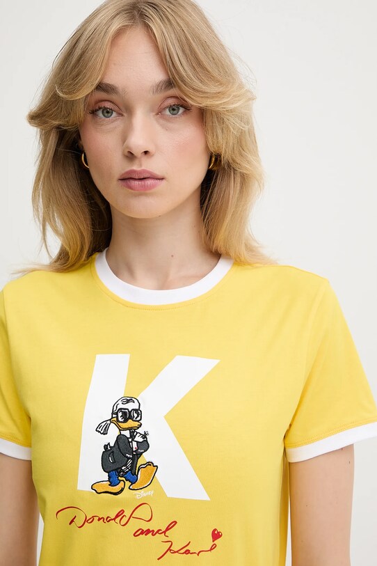 Karl Lagerfeld tricou din bumbac KL X DISNEY galben A3W17089