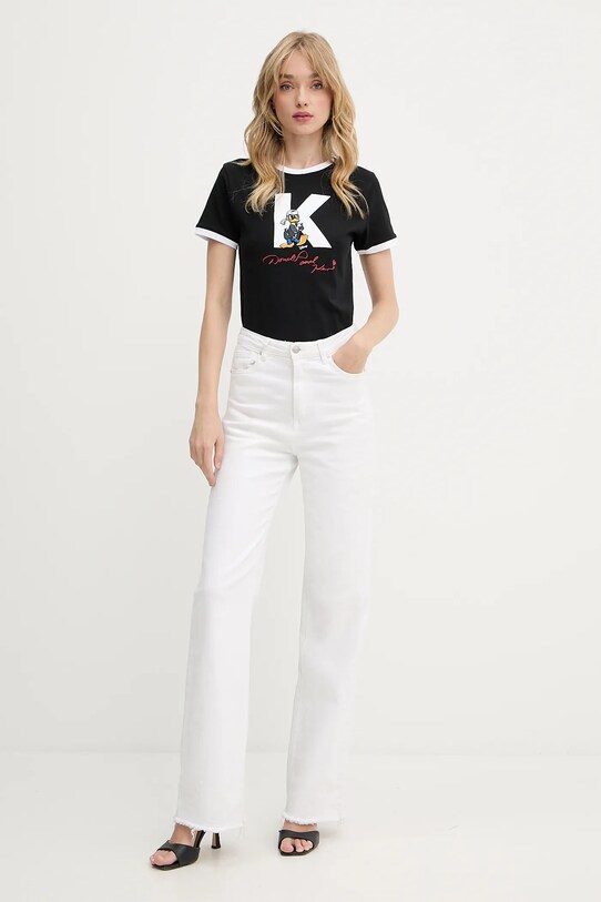 Karl Lagerfeld pamut póló KL X DISNEY A3W17089 fekete AW25