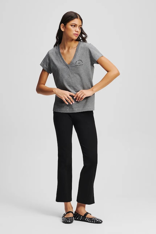 Karl Lagerfeld tricou din bumbac gri A3W17104