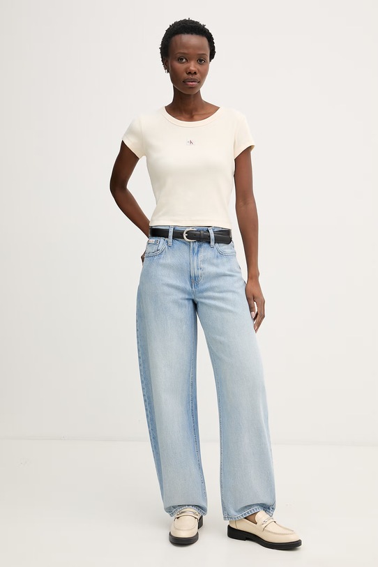Calvin Klein Jeans t-shirt damski LV047C200G beżowy SS26