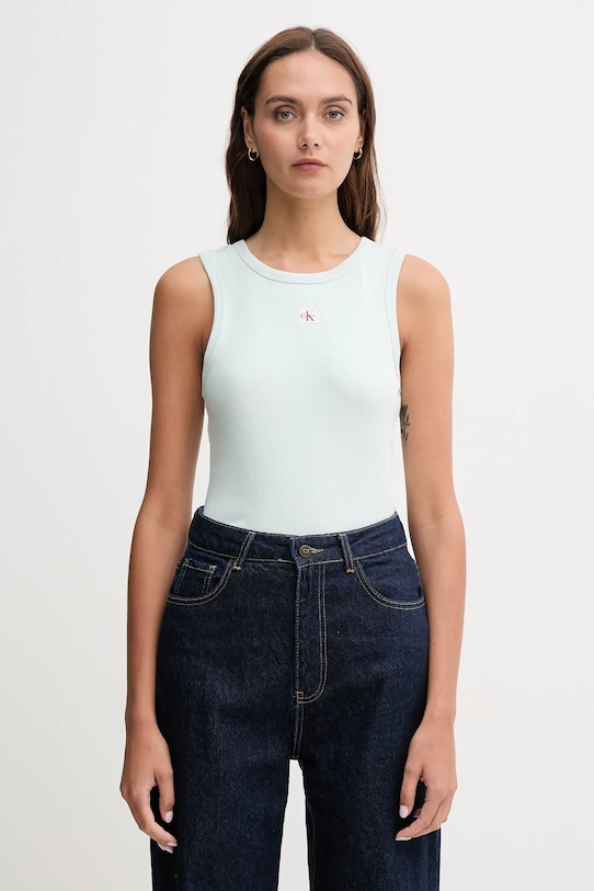 Calvin Klein Jeans top z elastanem zielony LV047C201G