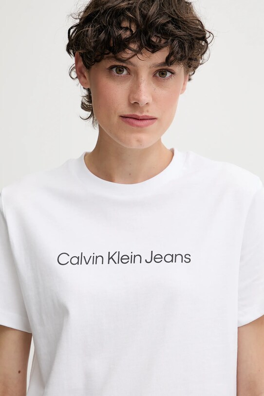 Ruházat Calvin Klein Jeans pamut póló LV047C912G fehér