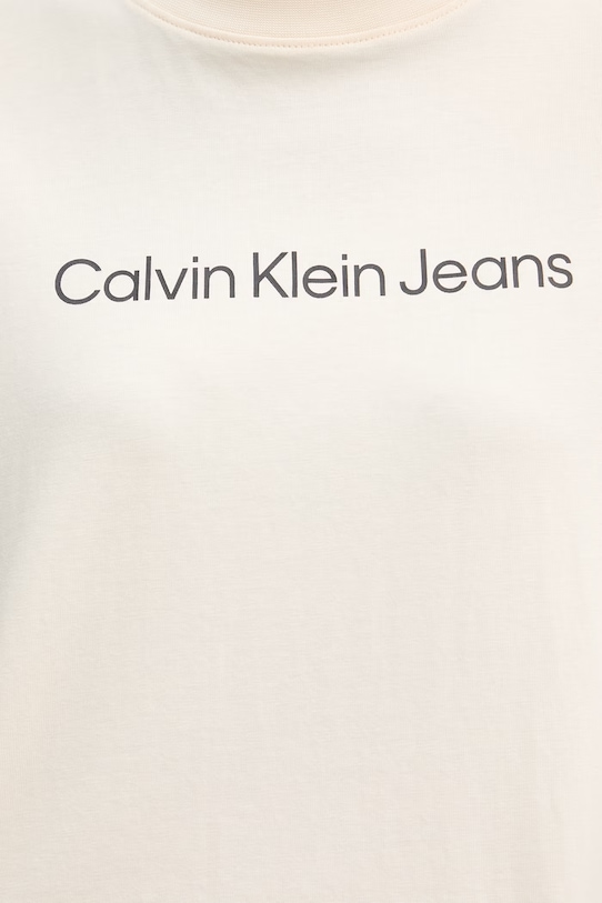 Calvin Klein Jeans t-shirt damski bawełniany LV047C912G beżowy