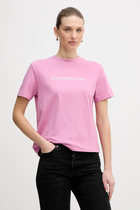 Calvin Klein Jeans t-shirt bawełniany różowy LV047C912G