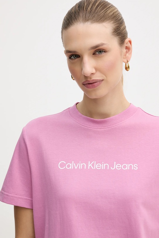 Calvin Klein Jeans t-shirt bawełniany różowy LV047C912G