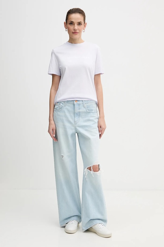 Хлопковая футболка Calvin Klein Jeans LV047C912G фиолетовой NC25