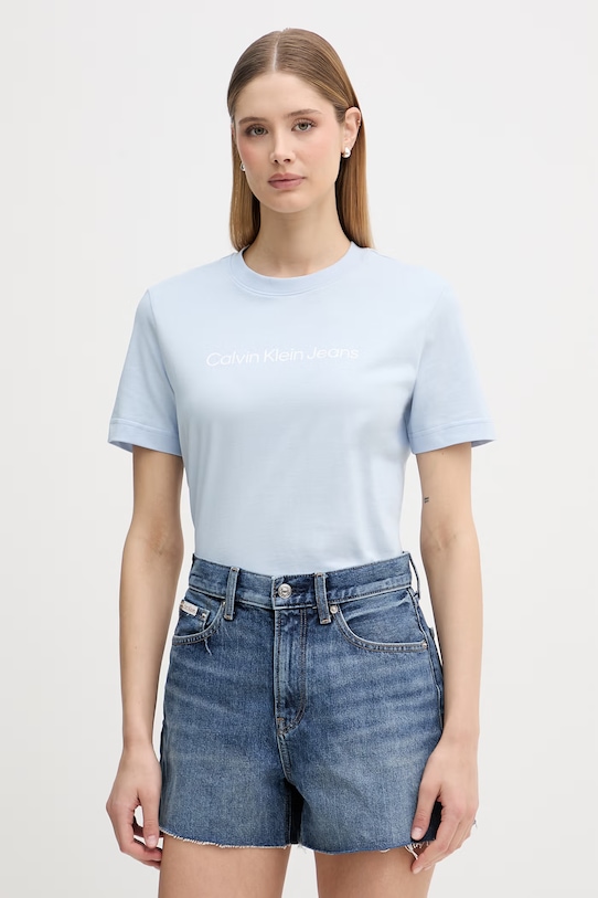 Calvin Klein Jeans t-shirt damski bawełniany niebieski LV047C912G