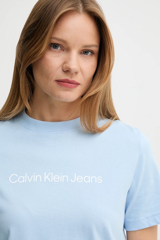 Памучна тениска Calvin Klein Jeans син LV047C912G