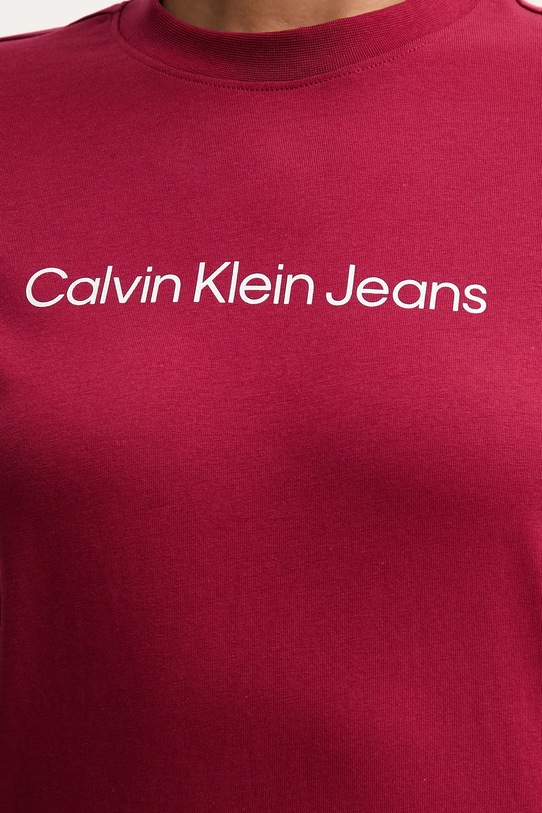 Bavlněné tričko Calvin Klein Jeans LV047C912G burgundské