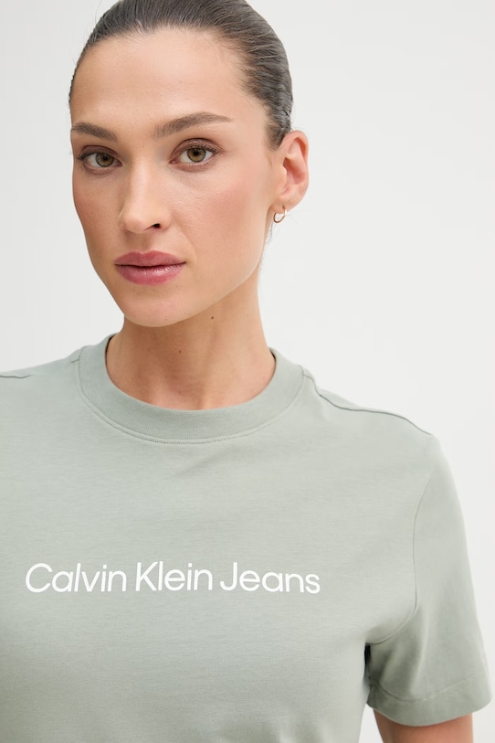 Calvin Klein Jeans t-shirt damski bawełniany zielony LV047C912G